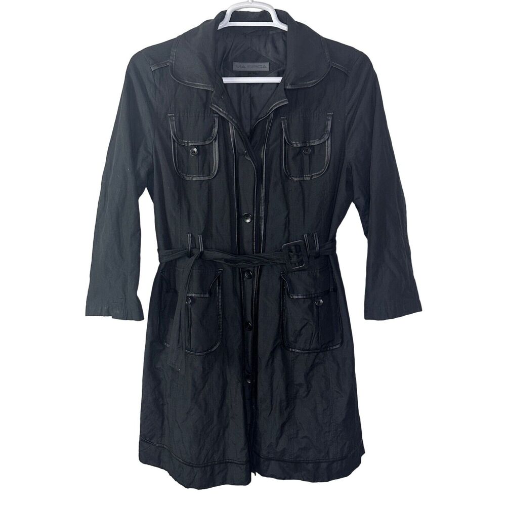Vintage Via Spiga Black Trench Coat Timeless Elegance